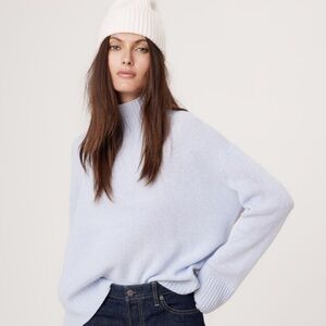 NWT Banana Republic Relaxed Cashmere Turtleneck Skating Rink Blue Sz XS #543262